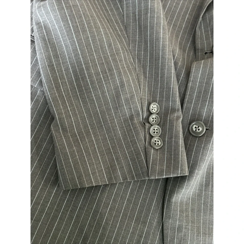Hart Schaffer Marx "Gold" Light Blue Pinstriped‎ Gray Blazer For Belk  44R - Picture 14 of 16